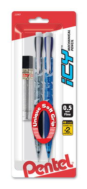 Pentel ICY (0.5mm) Mechanical Pencil, Assorted Barrels, 2-Pk with Lead - Pentel of America, Ltd.