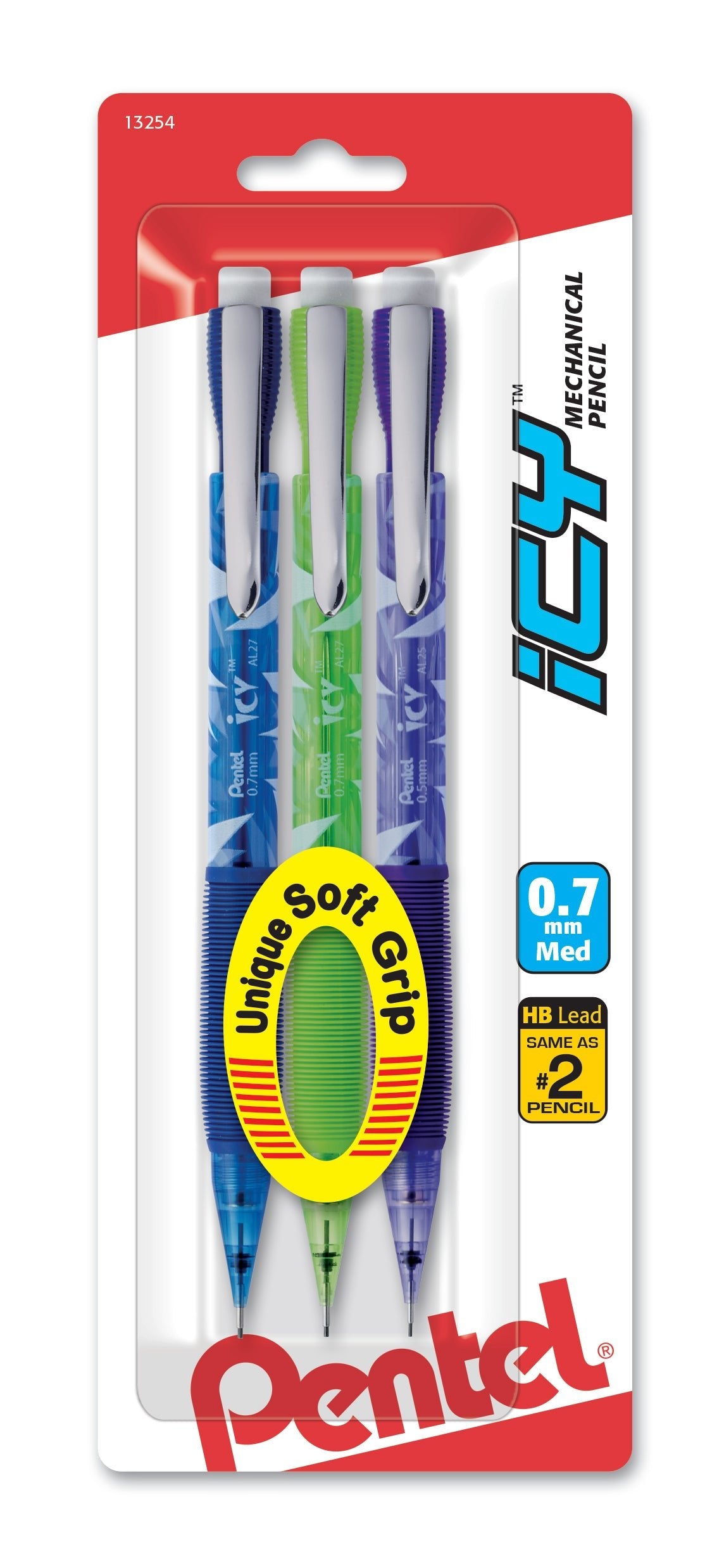 Pentel ICY (0.7mm) Mechanical Pencil, Assorted Barrels, 3-Pk - Pentel of America, Ltd.