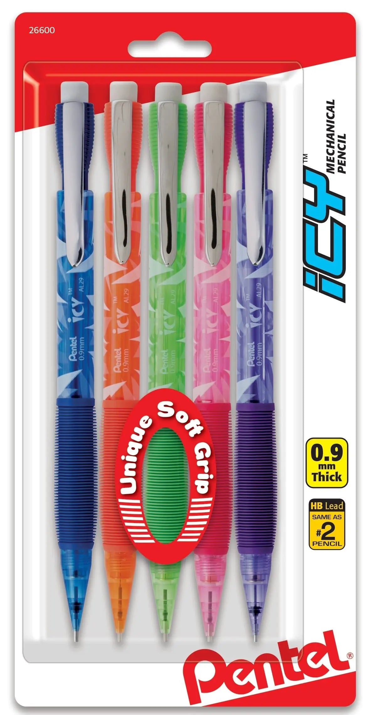 Pentel Icy Mechanical Pencil 0.9mm 5 - Pk (AL29TBP5M) - Pentel of America, Ltd.