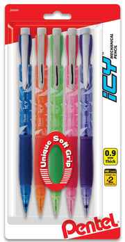 Pentel ICY Mechanical Pencil, (0.9mm), Assorted Barrels, 5-Pk - Pentel of America, Ltd.