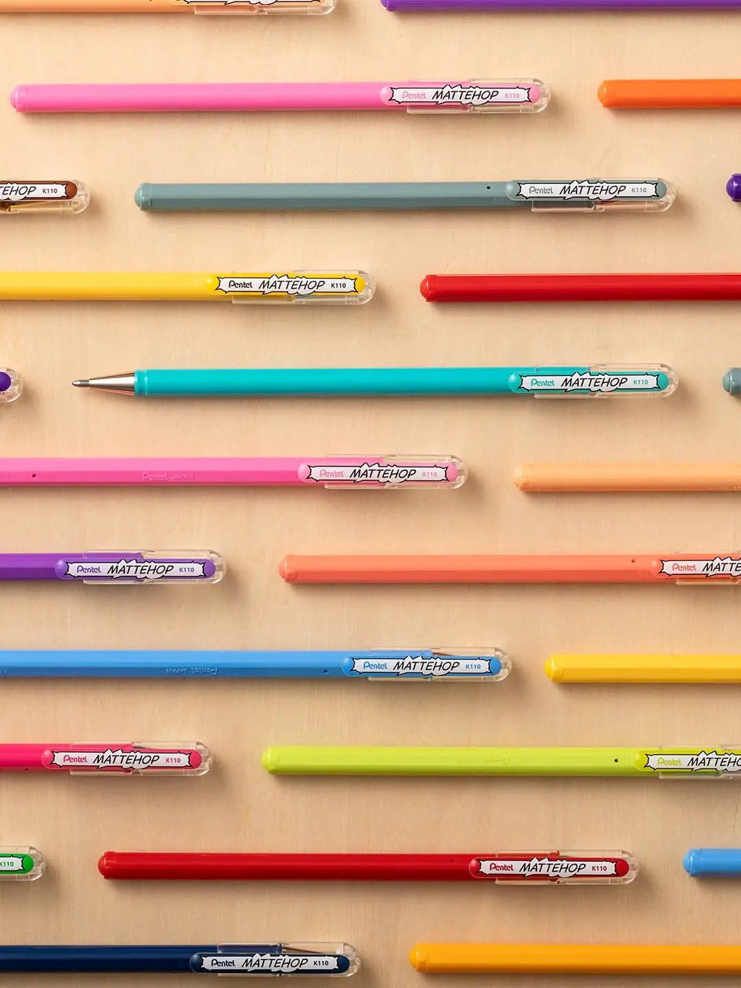 Pentel MATTEHOP Color Gel Pen Set, (1.0 mm), 21 Colors, with Metal Box - Pentel of America, Ltd.