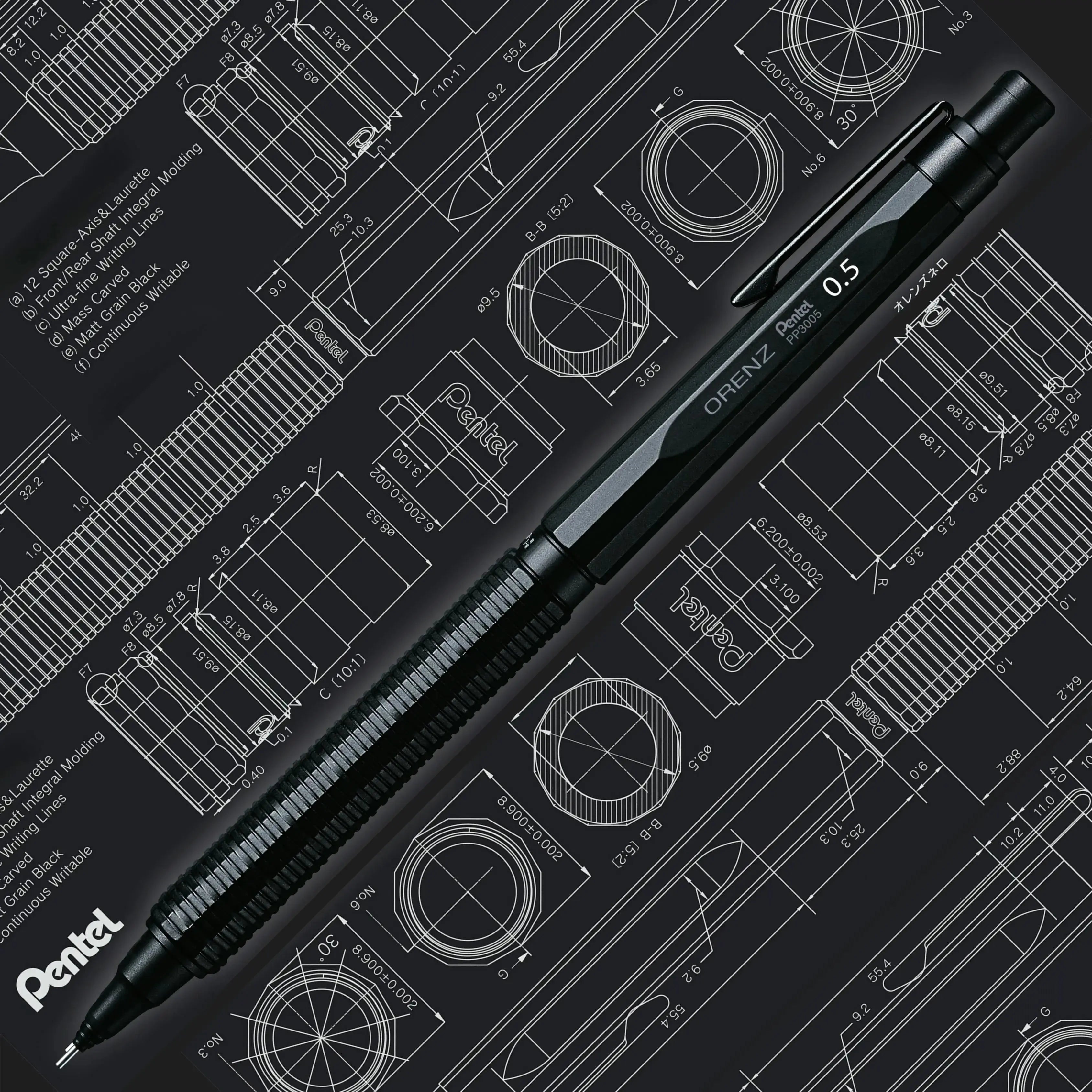 Pentel Orenz Nero Mechanical Drafting Pencil, Automatic Lead