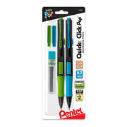 Pentel QUICK CLICK POP Mechanical Pencil, (0.7mm) Medium 2B Lead, with 2B Lead and (2) Eraser Refills, 2-pk  - Pentel of America, Ltd.