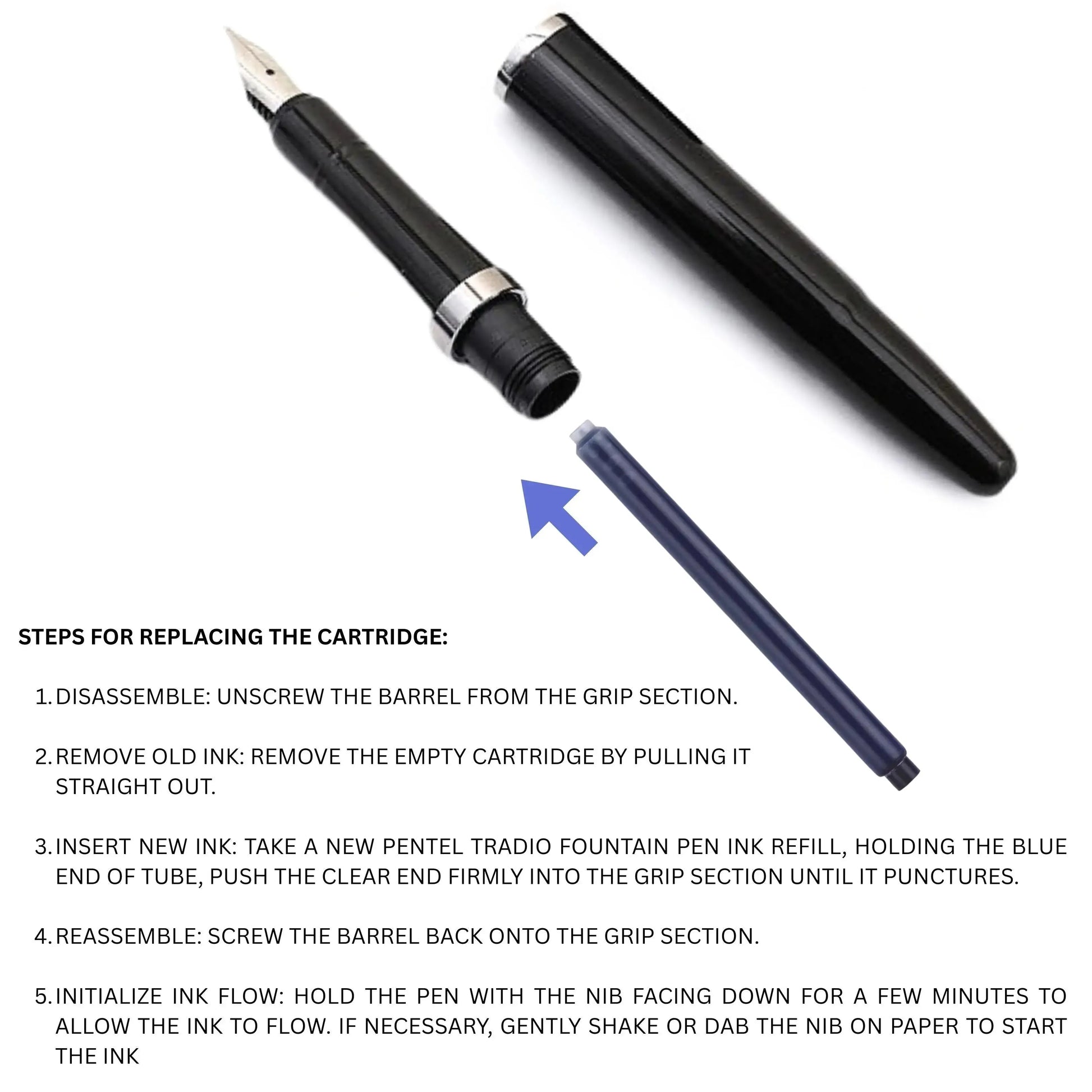 Pentel Refill Ink for Tradio Fountain Pen (TRF94), Blue Ink, 1 - Pc - Pentel of America, Ltd.