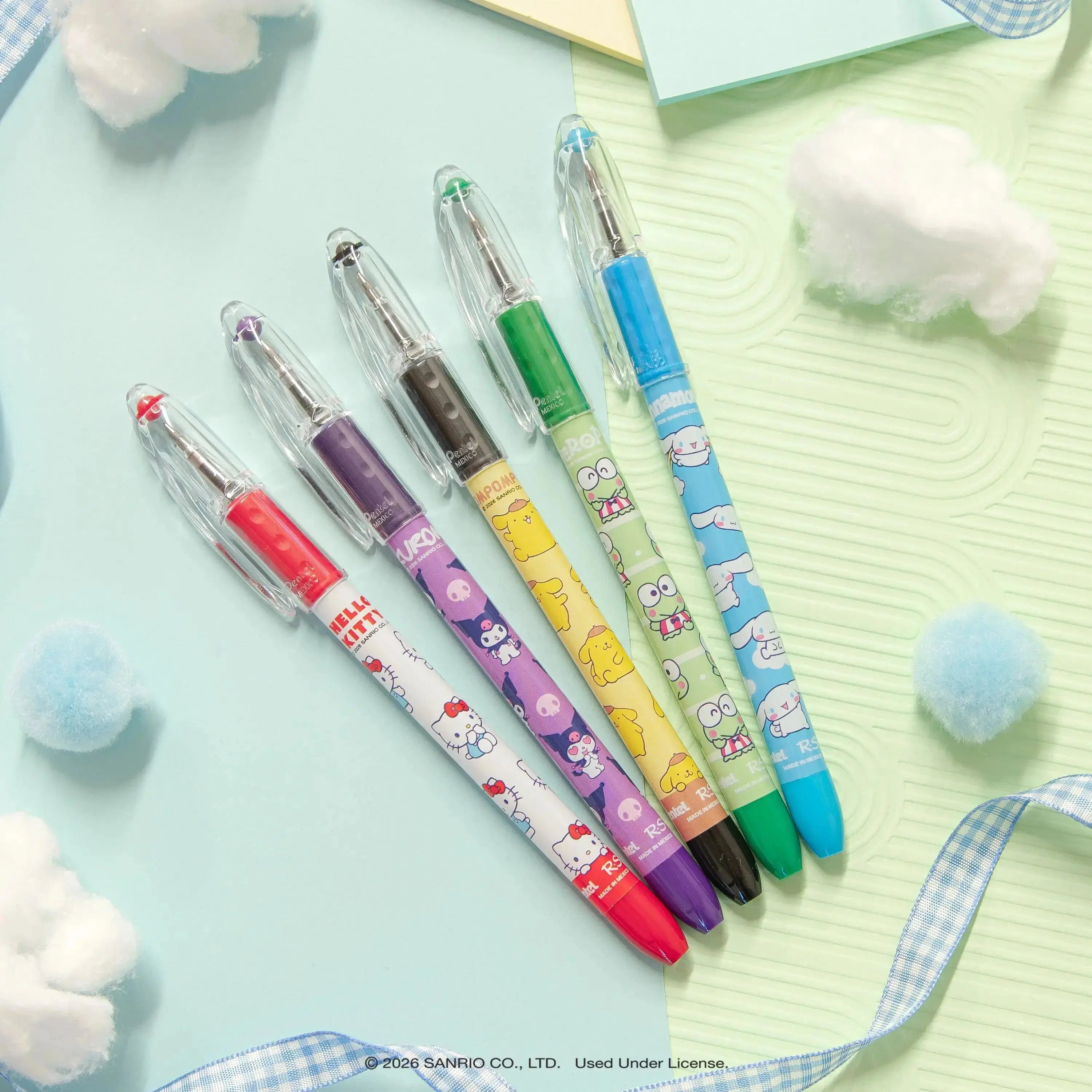 Pentel RSVP Ballpoint Pen, Hello Kitty® and Friends, Limited Edition, Mix 1, 0.7mm Fine Line, Assorted Ink, 5-Pk - Pentel of America, Ltd.
