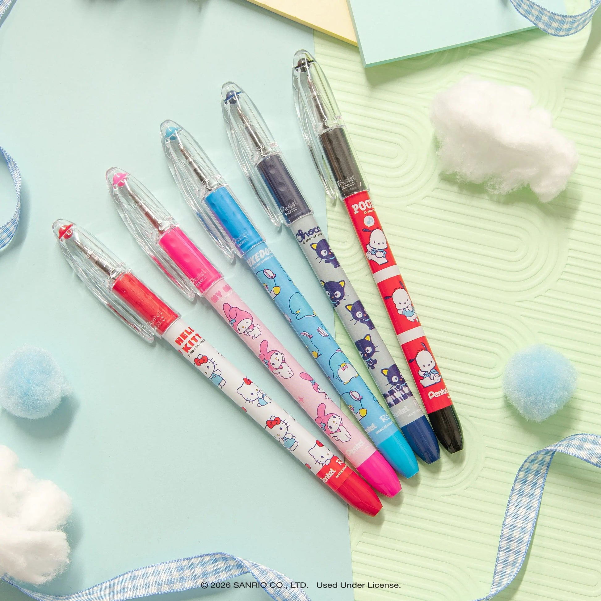 Pentel RSVP Ballpoint Pen, Hello Kitty® and Friends, Limited Edition, Mix 2, 0.7mm Fine Line, Assorted Ink, 5-Pk - Pentel of America, Ltd.