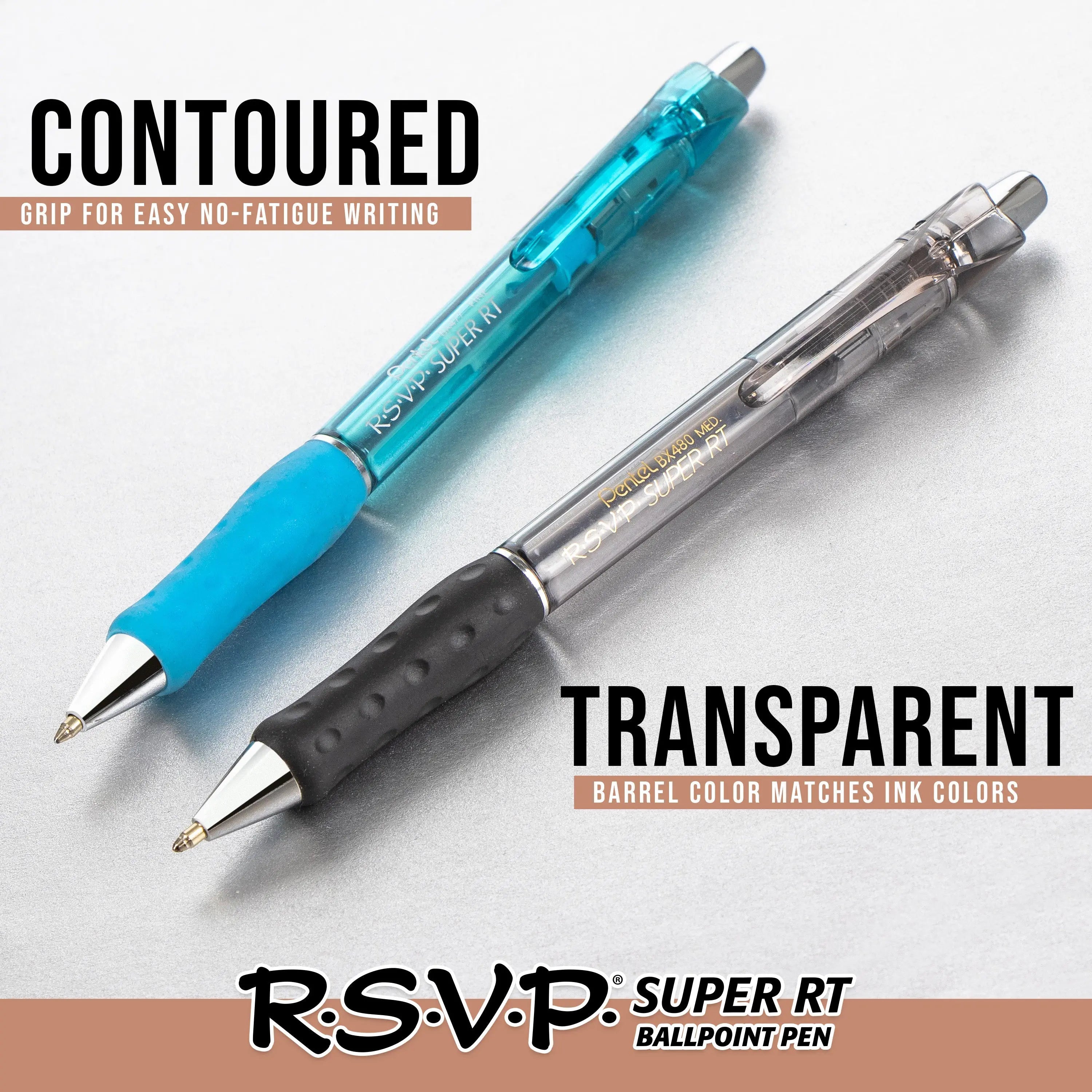 Pentel RSVP RT COLORS Ballpoint Pen, (1.0mm), Assorted Ink, 6-Pk - Pentel of America, Ltd.