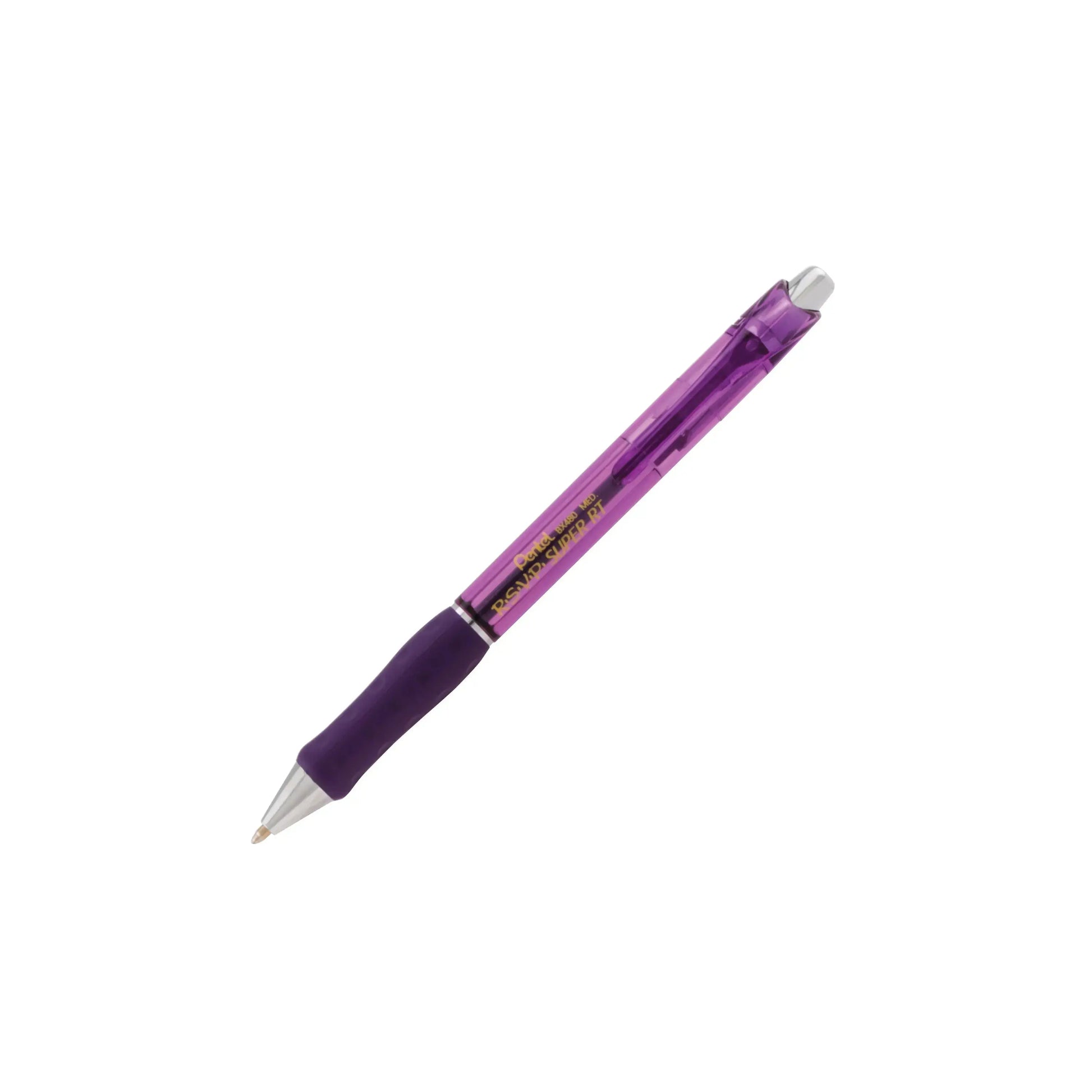 Purple retractable ballpoint pen with a comfortable grip, sleek design, and smooth ink flow for everyday writing and premium performance.