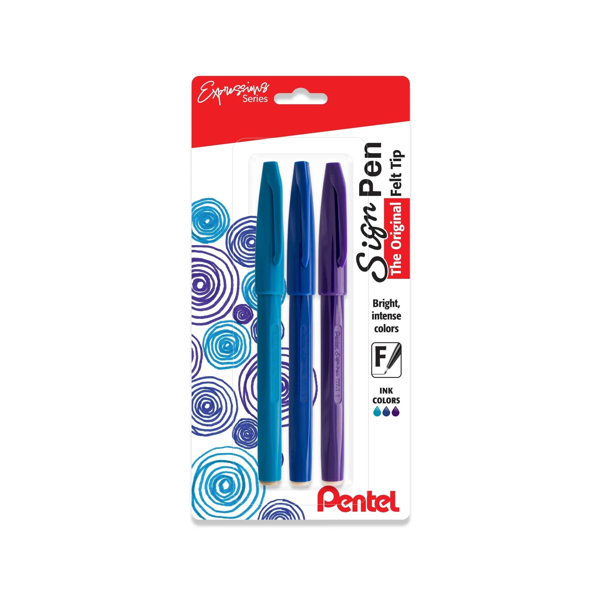 Pentel Sign Pen Fiber - Tipped, Expressions Packs (0.8mm) Assorted Ink 3 - Pks - Pentel of America, Ltd.