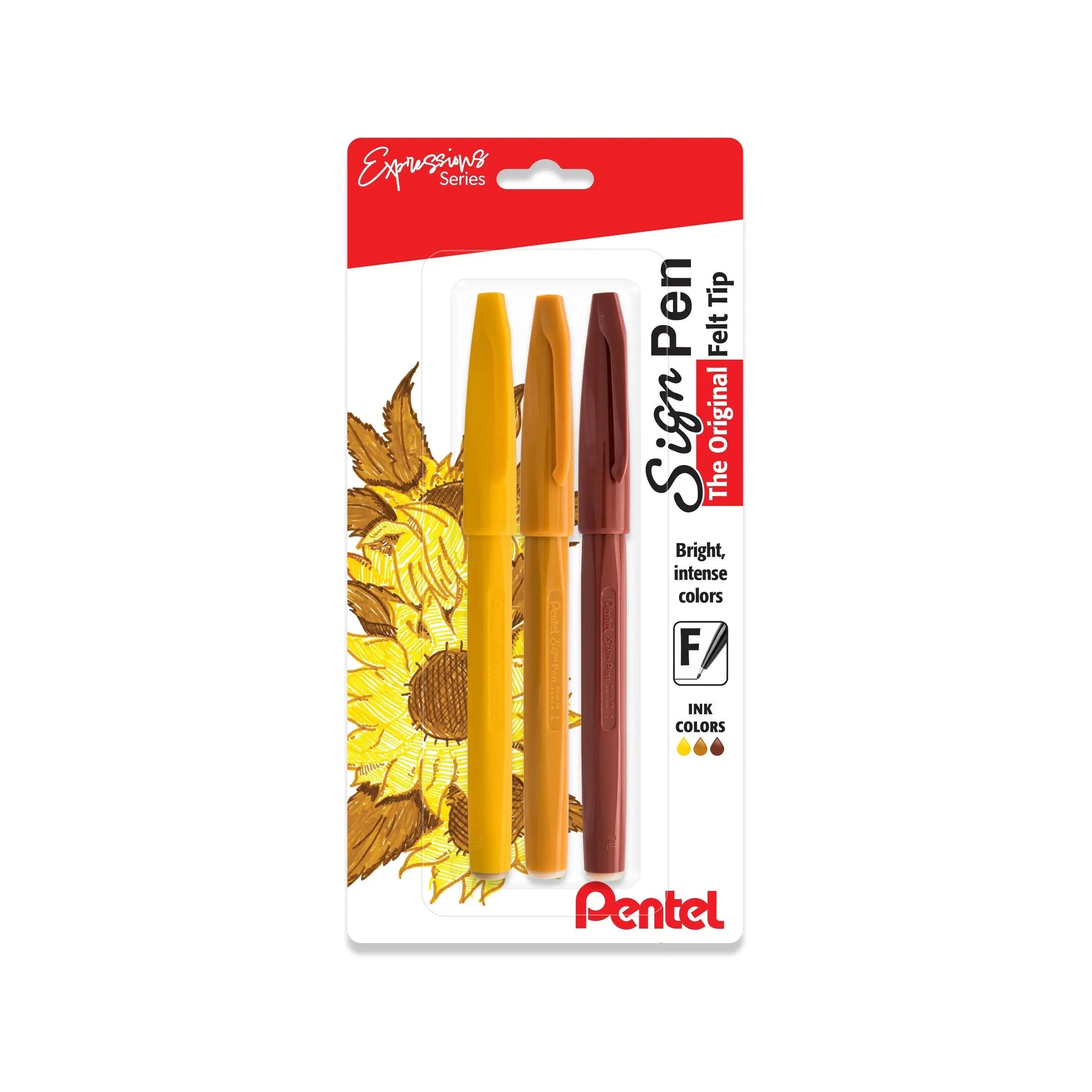 Pentel Sign Pen Fiber - Tipped, Expressions Packs (0.8mm) Assorted Ink 3 - Pks - Pentel of America, Ltd.