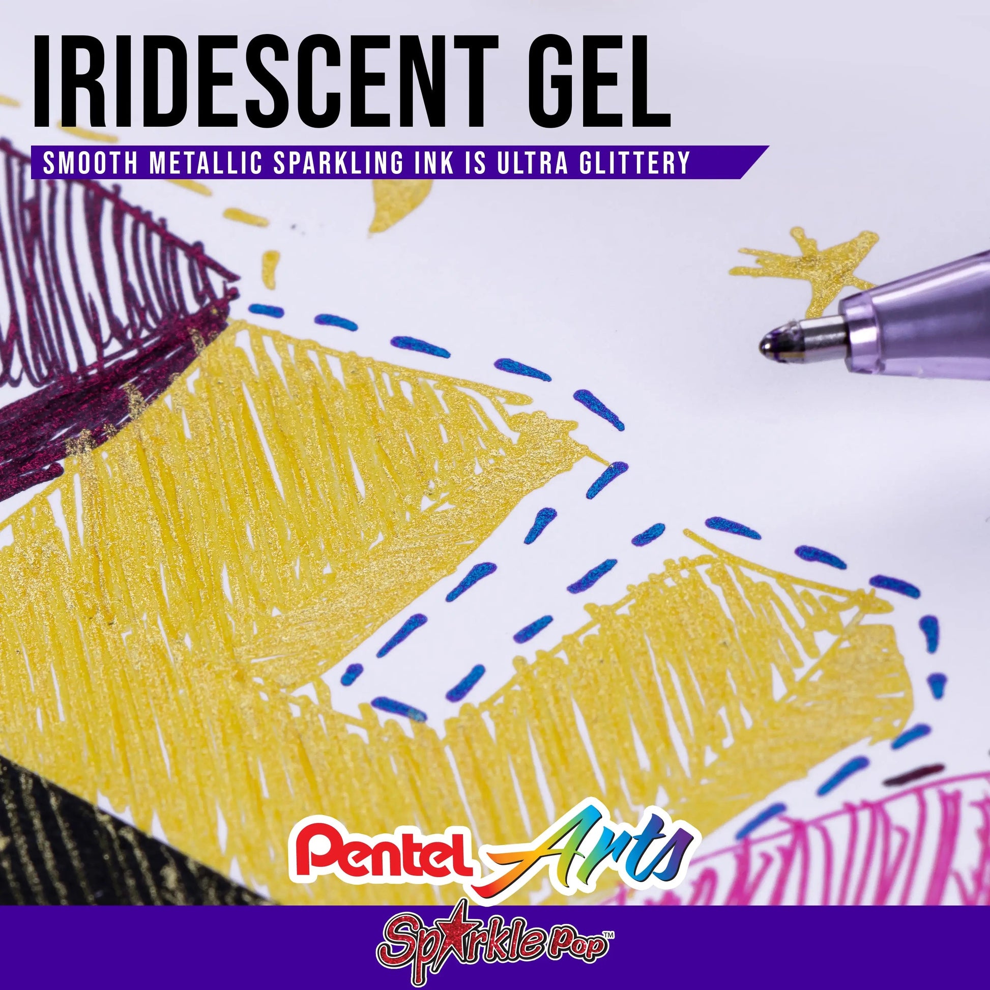 Pentel Sparkle and Krazy Pop, Metallic Gel Ink Pen, (1.0mm), Bold Line, Assorted Ink Colors, 12 - Pk - Pentel of America, Ltd.