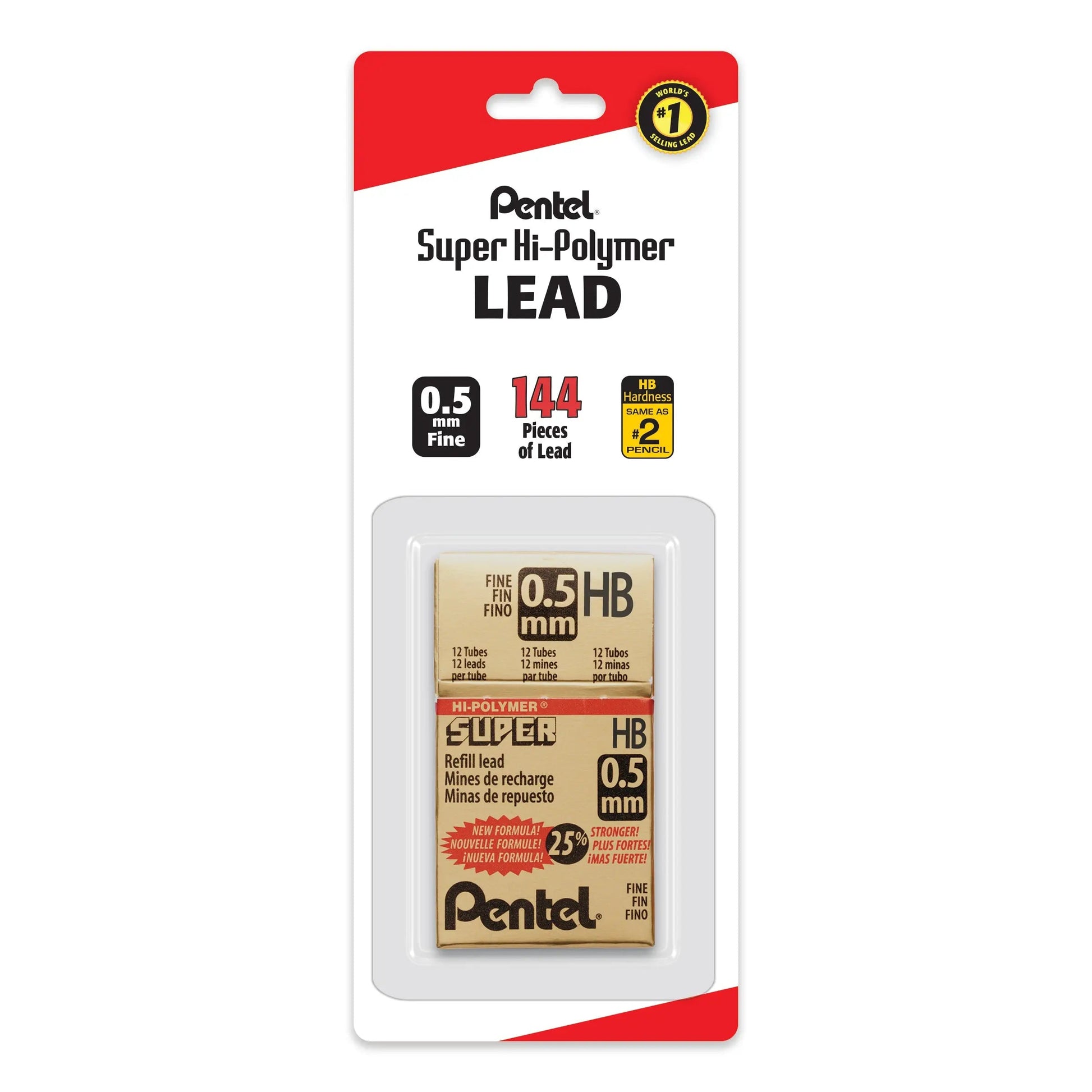 Pentel Super Hi-Polymer Lead Refill (0.5mm) Fine, HB, 144 pieces/box 1-Pk - Pentel of America, Ltd.