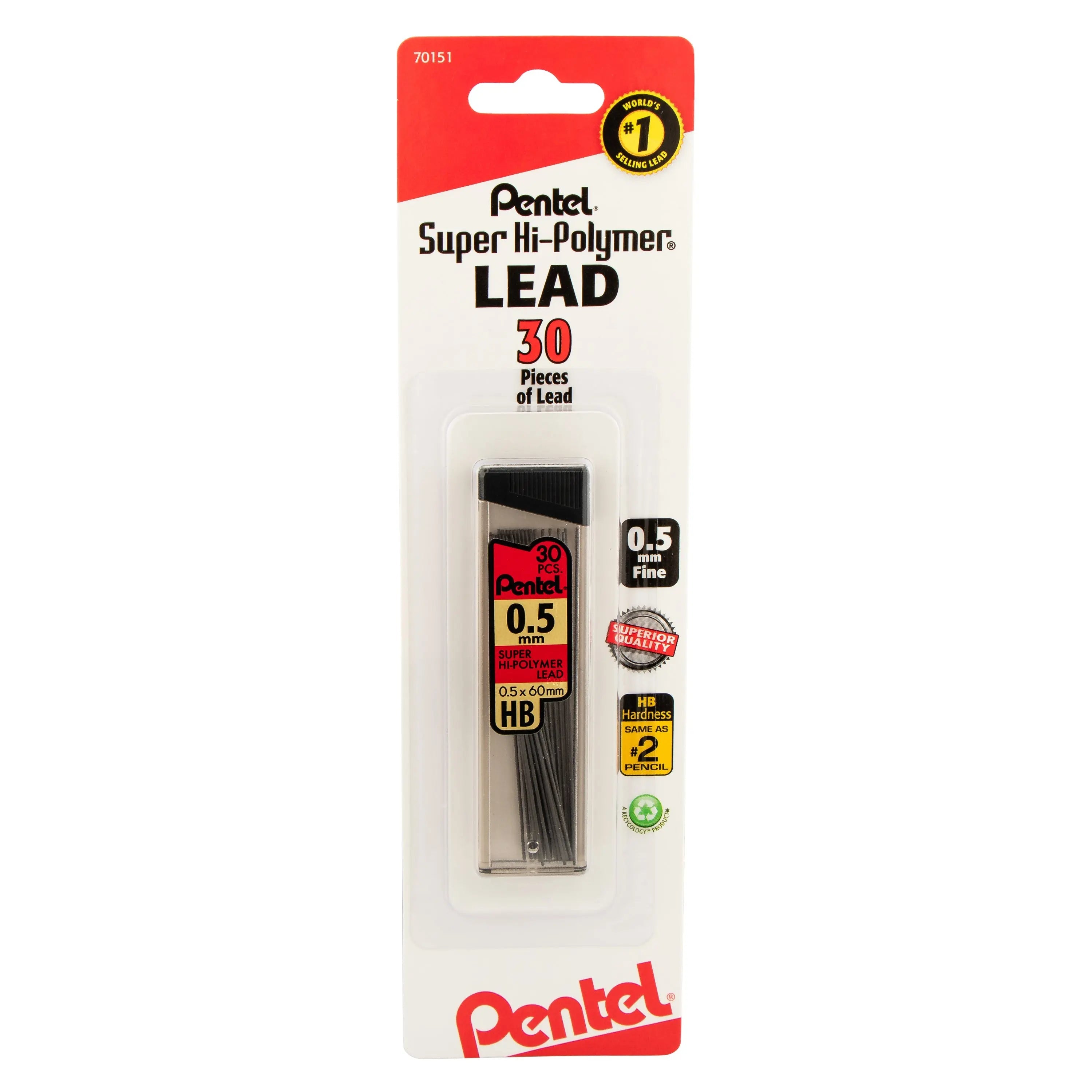 Pentel Super Hi-Polymer Lead Refill (0.5mm) Fine, HB, 30 pcs/Tube 1-Pk - Pentel of America, Ltd.