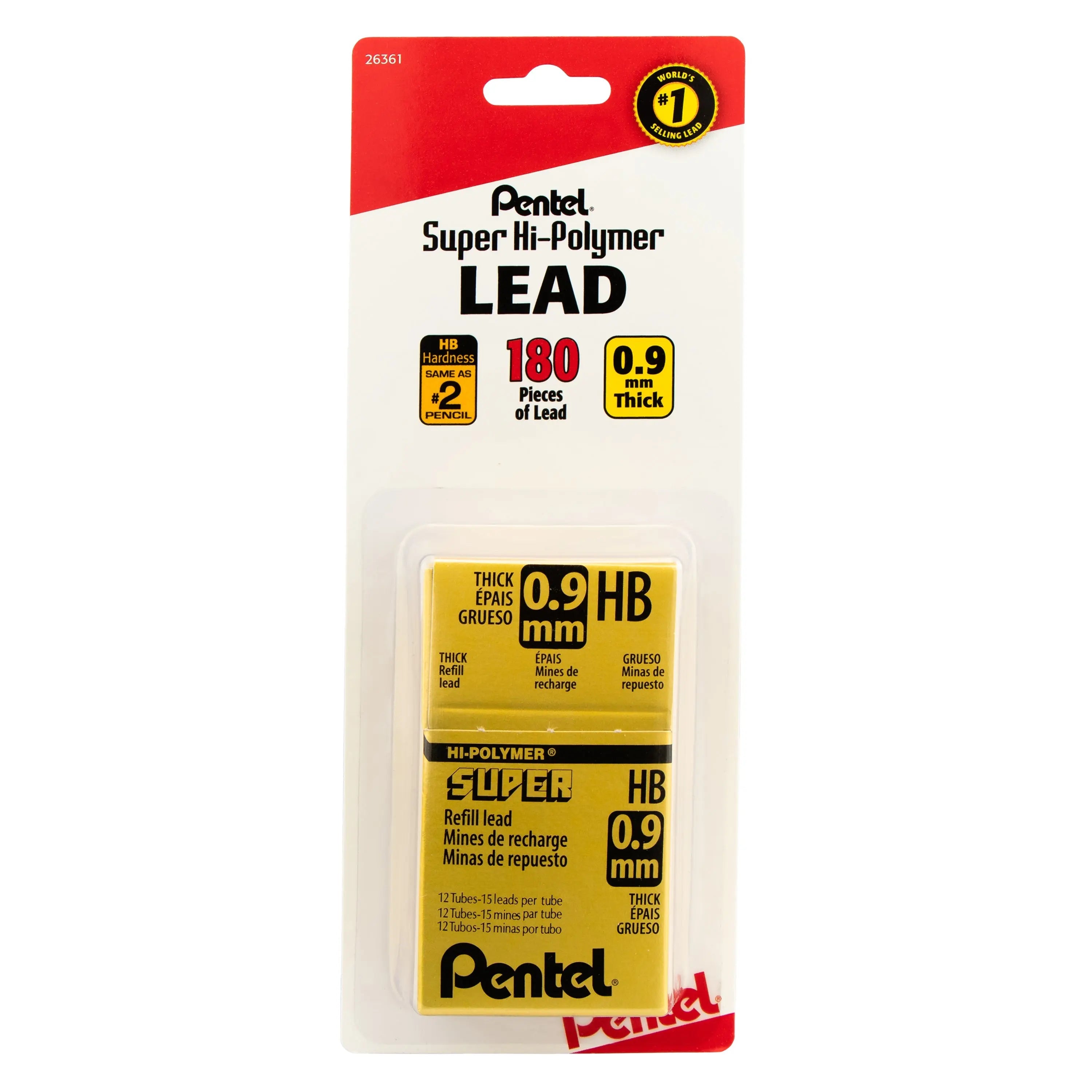 Pentel Super Hi-Polymer Lead Refill (0.9mm) Thick, HB, 180 pieces/box 1-Pk - Pentel of America, Ltd.