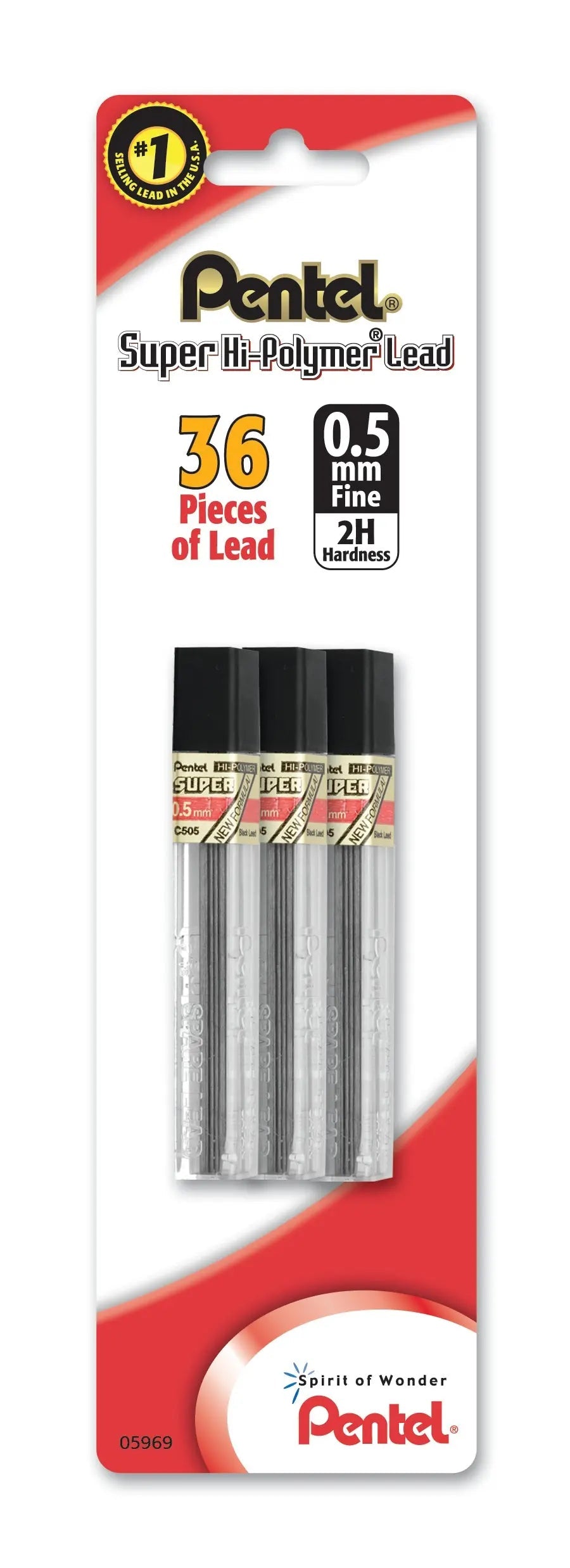 Pentel Super Hi-Polymer Lead Refill, 12 pcs/Tube, Assorted Lead Sizes, Packs - Pentel of America, Ltd.