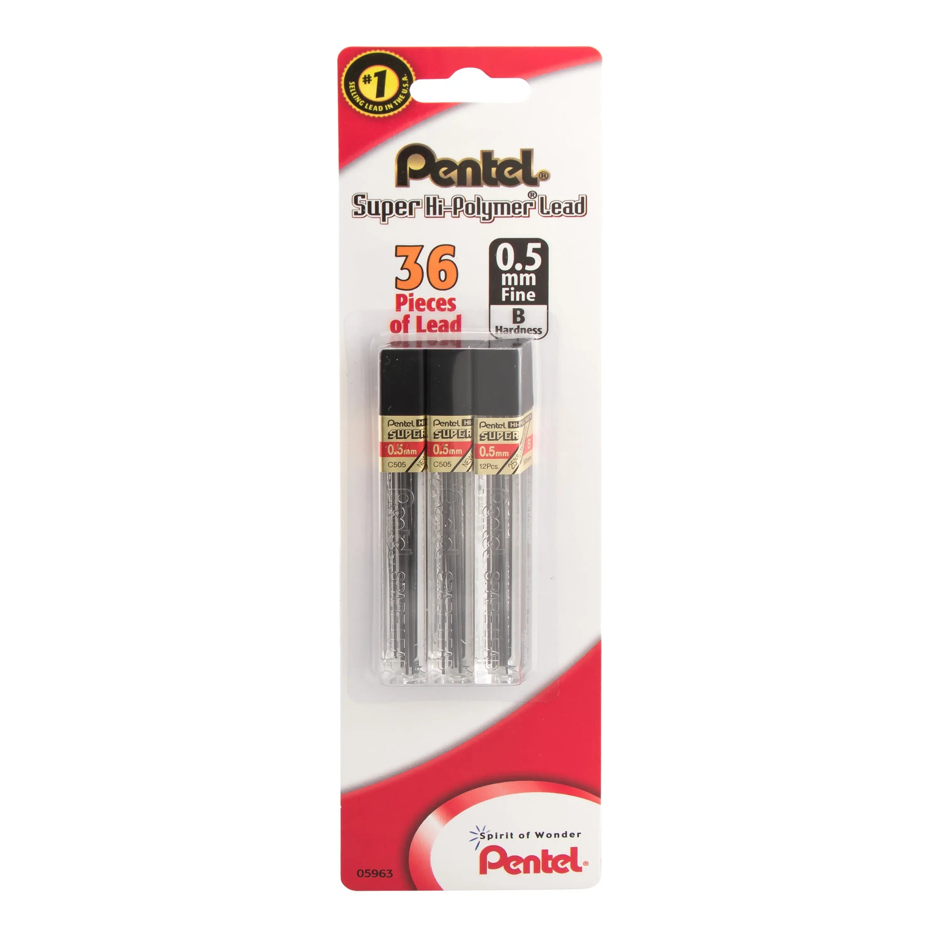 Pentel Super Hi-Polymer Lead Refill, 12 pcs/Tube, Assorted Lead Sizes, Packs - Pentel of America, Ltd.