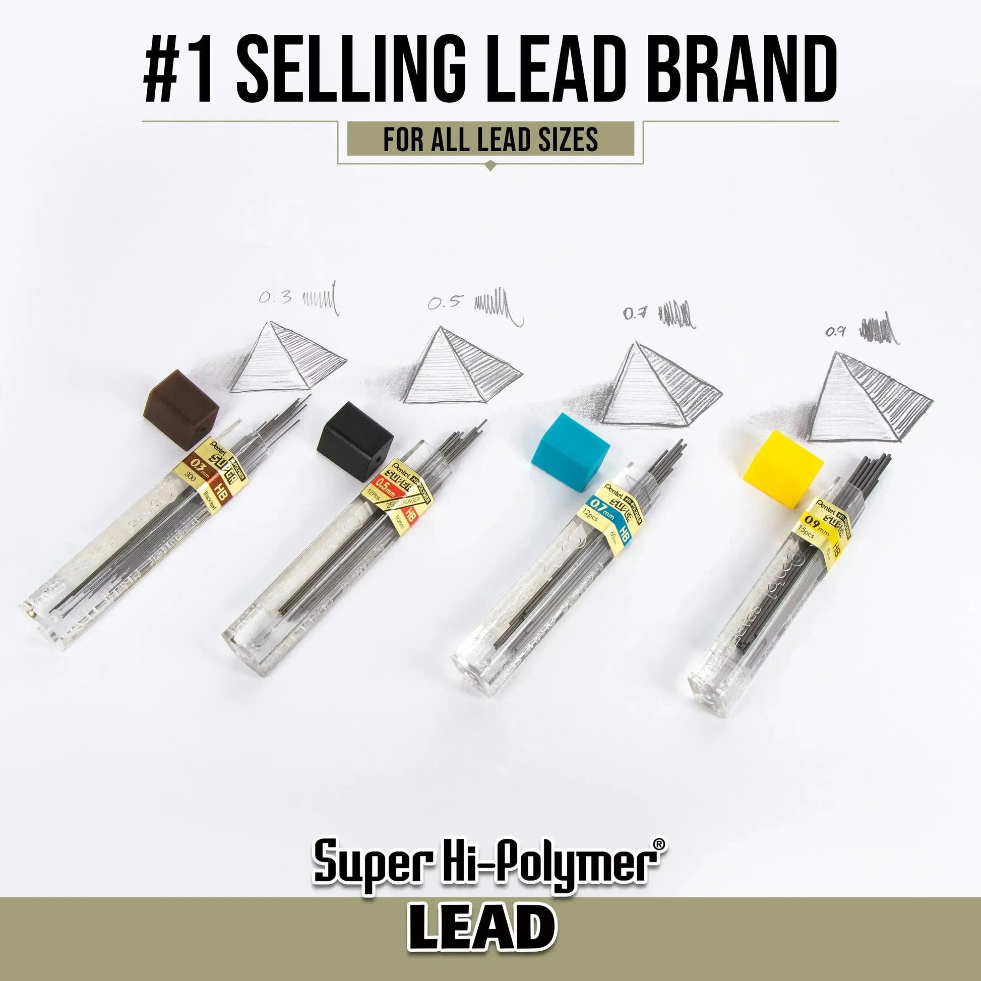 Pentel Super Hi - Polymer Lead Refills, 0.3 mm, 90 Pcs, 6 Tubes Pack - Pentel of America, Ltd.