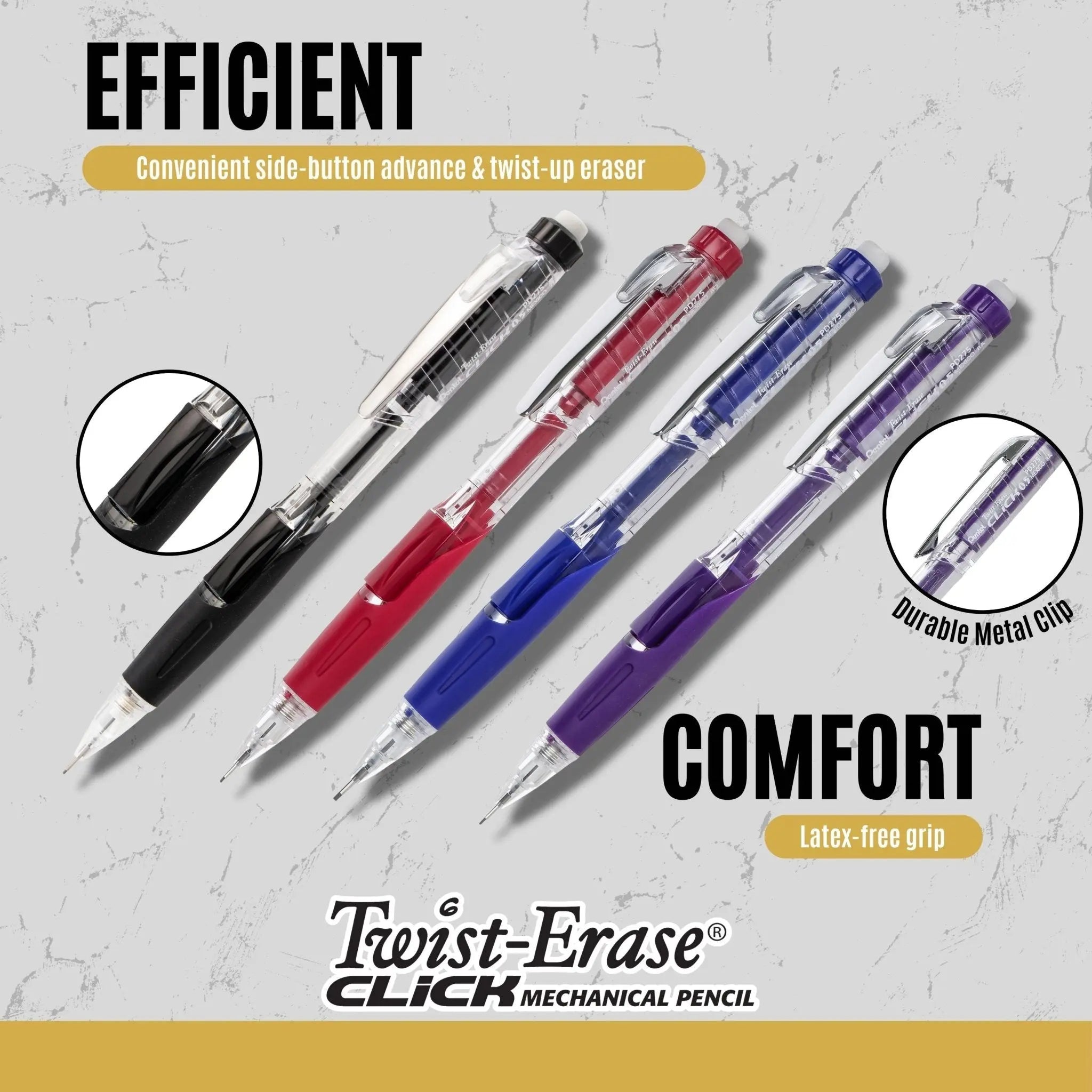 Pentel Twist - Erase Click Mechanical Pencil (0.9mm), 6 Pack with 2 Pack of Lead Refills - Pentel of America, Ltd.
