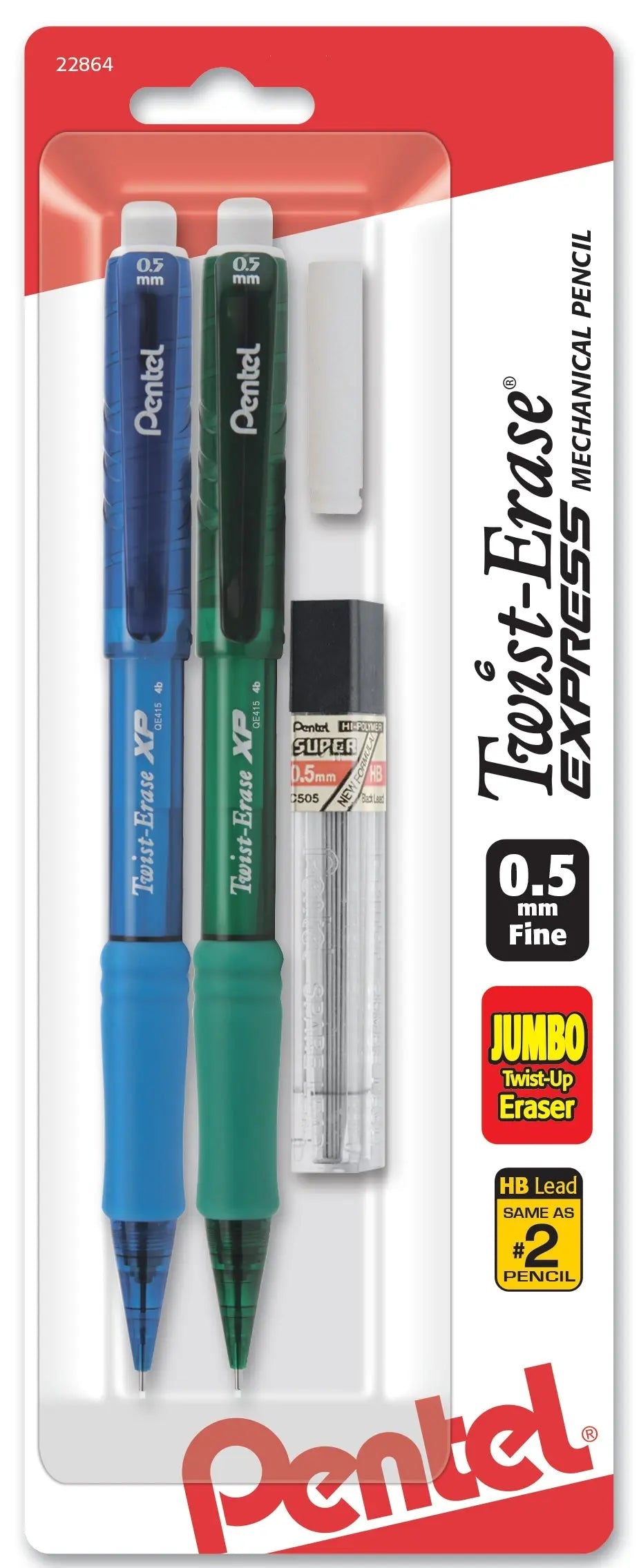 Pentel Twist-Erase EXPRESS Mechanical Pencil with Lead and Eraser, Assorted 2-Pks - Pentel of America, Ltd.