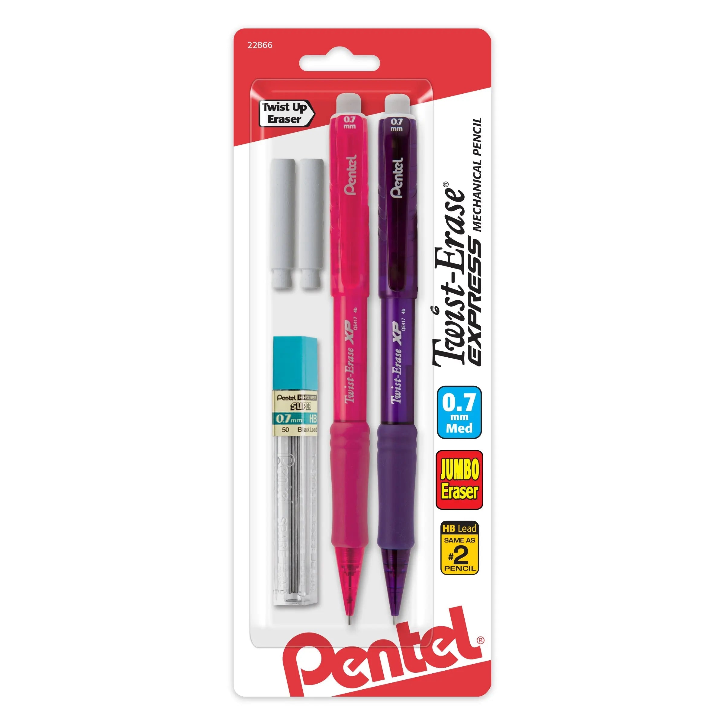 Pentel Twist-Erase EXPRESS Mechanical Pencil with Lead and Eraser, Assorted 2-Pks - Pentel of America, Ltd.