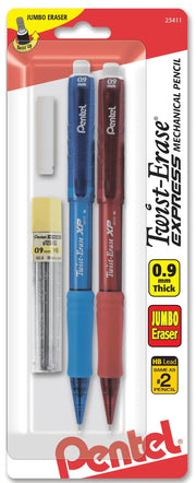 Pentel Twist-Erase EXPRESS Mechanical Pencil with Lead and Eraser, Assorted 2-Pks - Pentel of America, Ltd.