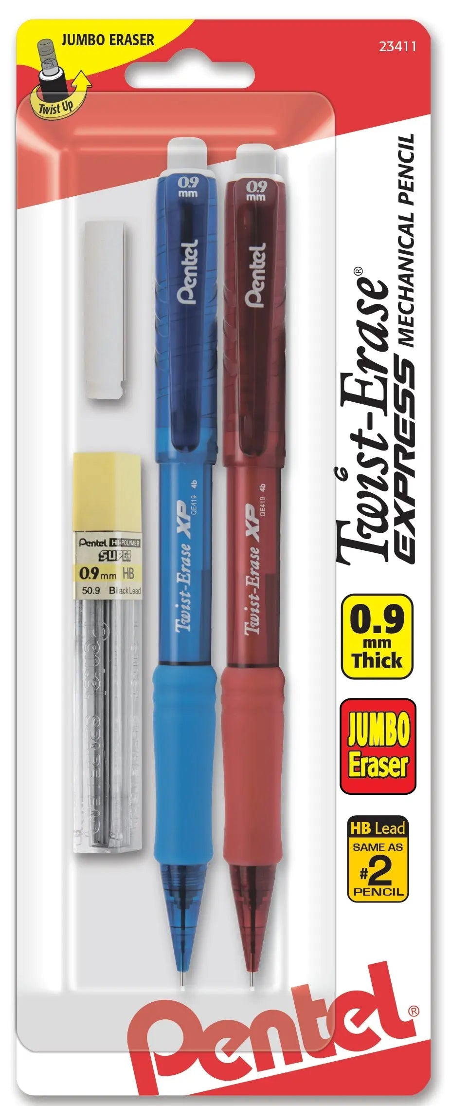 Pentel Twist-Erase EXPRESS Mechanical Pencil with Lead and Eraser, Assorted 2-Pks - Pentel of America, Ltd.