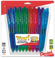 Set of 18 colorful retractable ballpoint pens with medium 1.0mm line, featuring smooth skip-free ink and comfortable triangular barrels for premium writing performance.