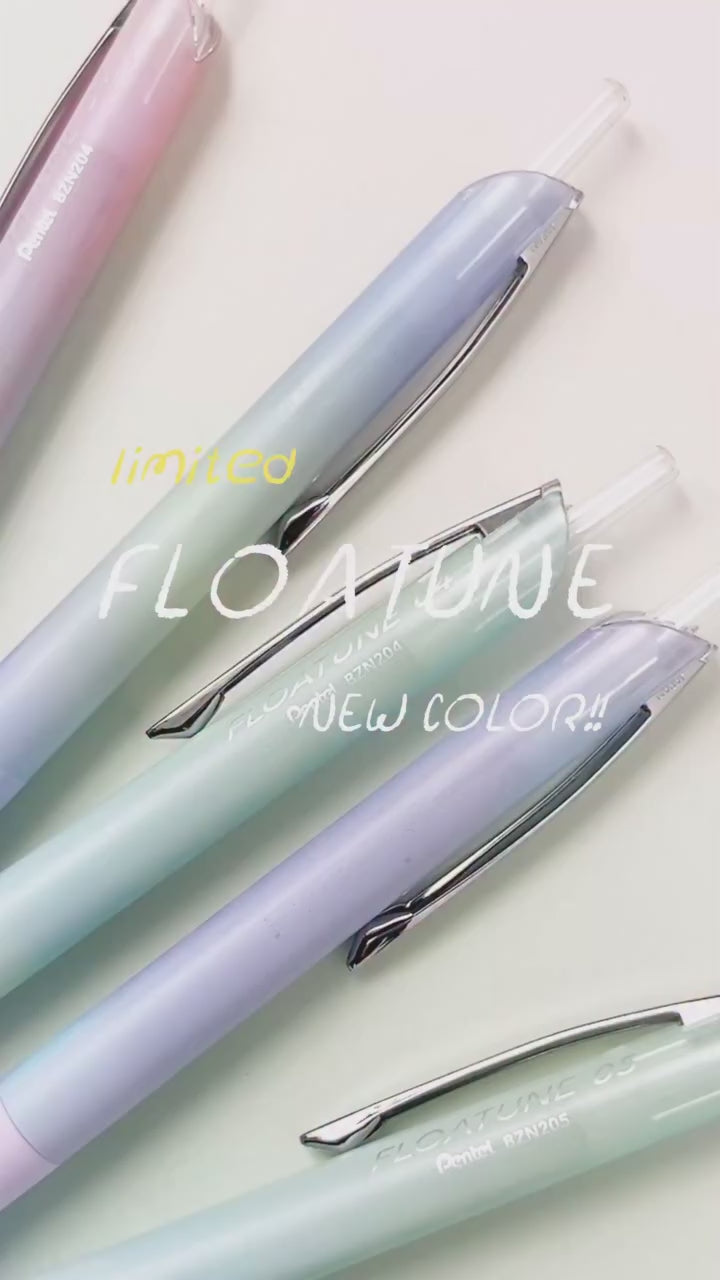 Load video: Pentel Floatune RT Retractable Rollerball Pen, (0.5mm) Needle Tip, Limited Edition Airy Sets, 3-Pk