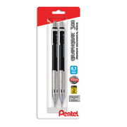 Two medium line mechanical pencils with 0.7mm lead in assorted black and silver barrels, packaged for precision writing and drawing tasks.
