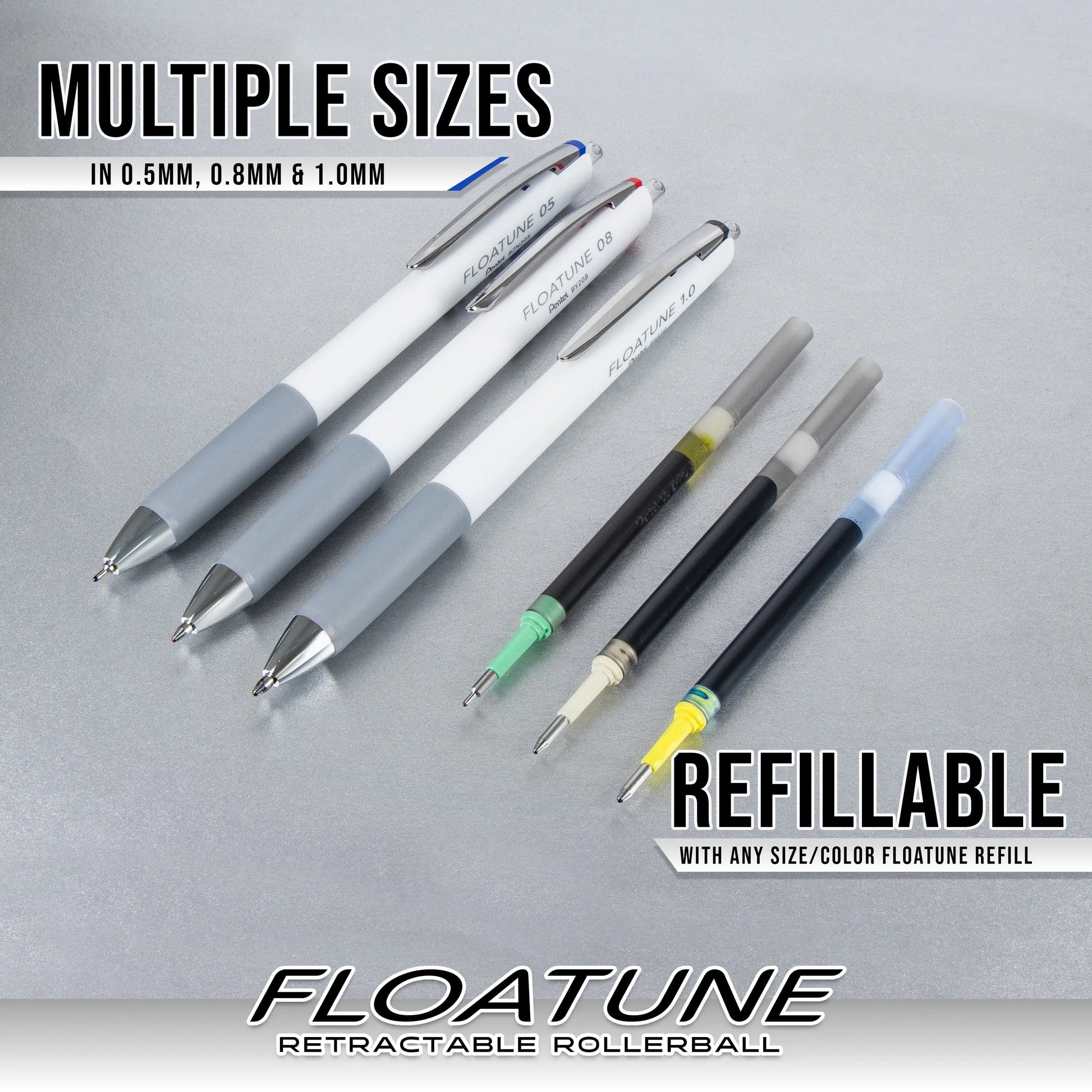 Refill for FLOATUNE Retractable Rollerball Pens, (0.5mm, 0.8mm, 1.0mm) - Pentel of America, Ltd.