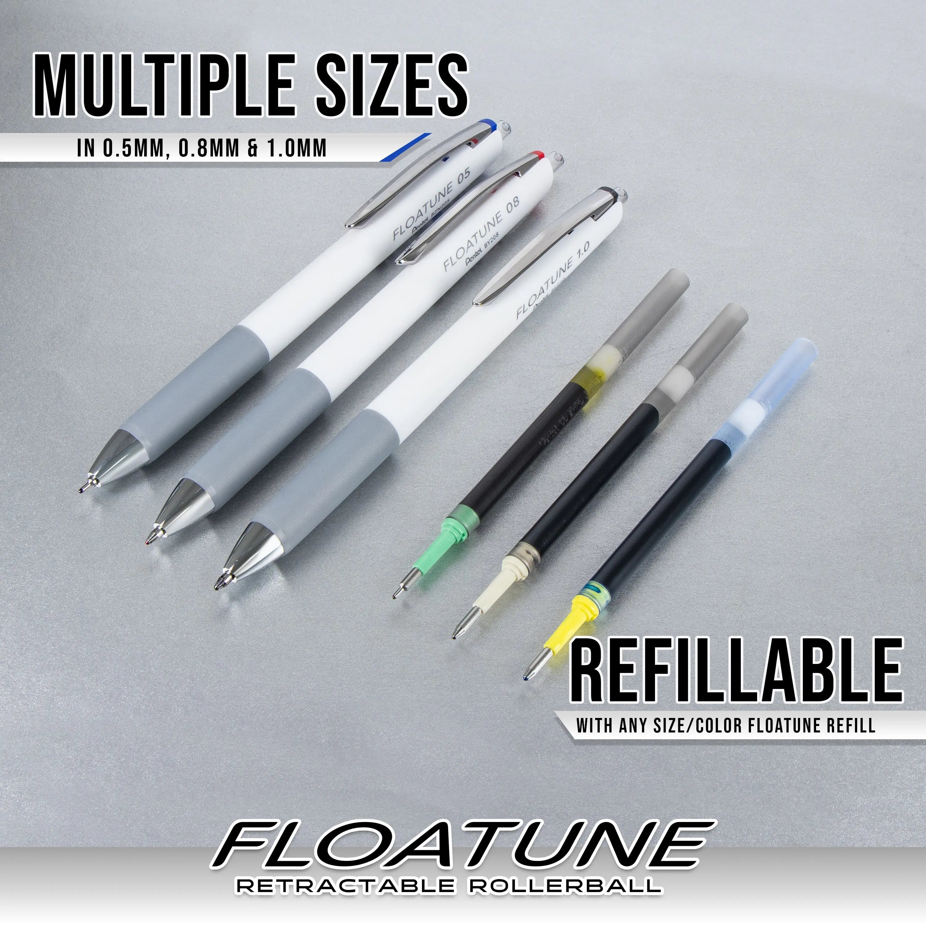 Refill for FLOATUNE Retractable Rollerball Pens, (0.5mm, 0.8mm, 1.0mm) - Pentel of America, Ltd.