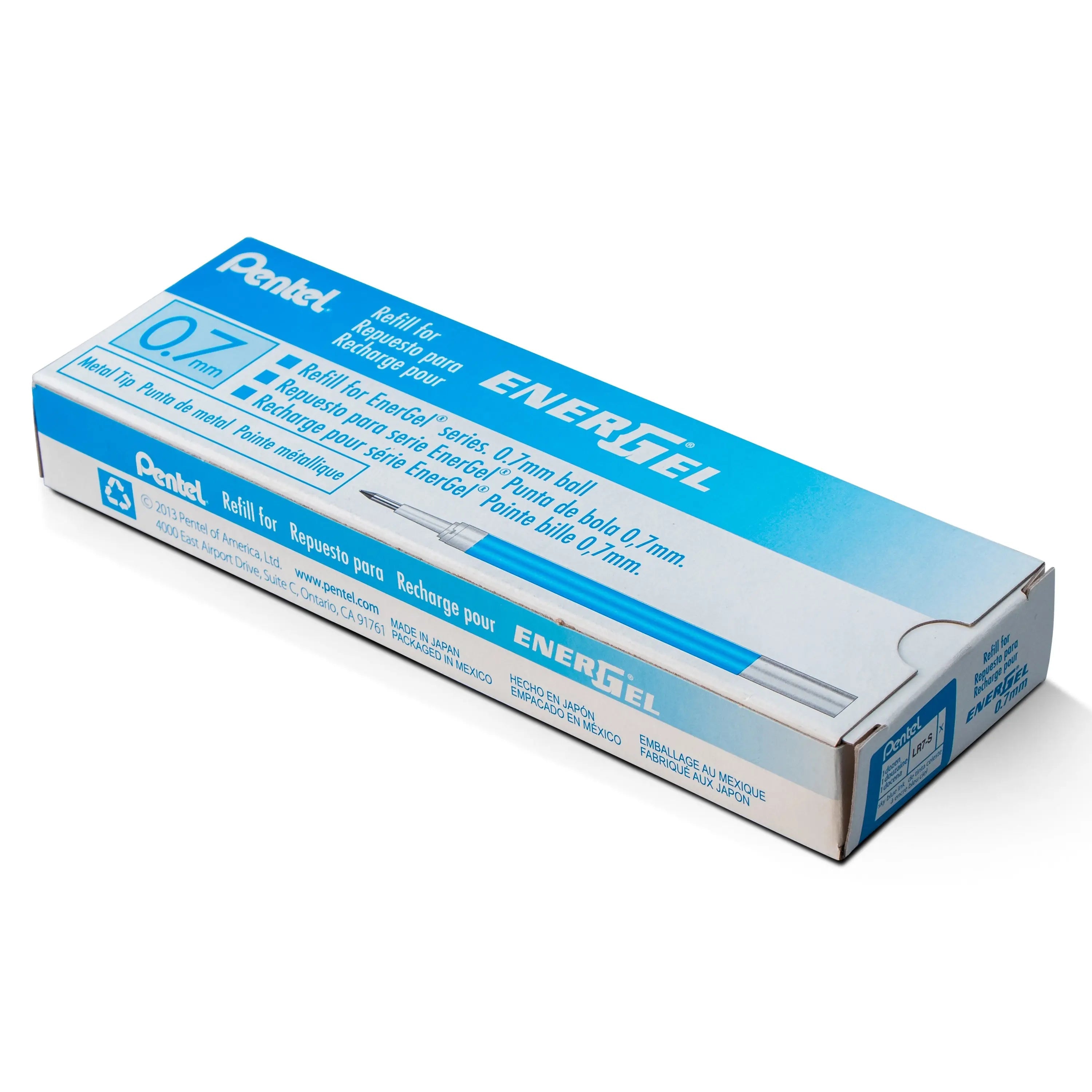Refill Ink for EnerGel Liquid Gel Pen, (0.7mm), Metal Tip, Box of 12 - Pentel of America, Ltd.