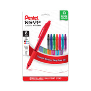 R.S.V.P. RT Colors Ballpoint Pens, Assorted Ink, 8 Pack - Pentel of America, Ltd.
