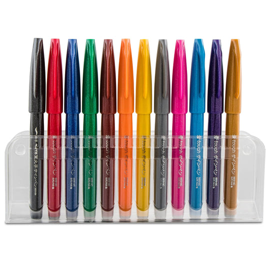 Sign Pen Brush - Flexible Point Marker - 12 - Pack Assorted Colors - Pentel of America, Ltd.