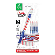 Stars & Stripes RSVP Ballpoint Pens, 5 Pack - Pentel of America, Ltd.