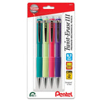 Set of four colorful mechanical pencils with jumbo twist-up erasers, medium 0.7 mm lead, and ergonomic grips, designed for durable writing and drawing.