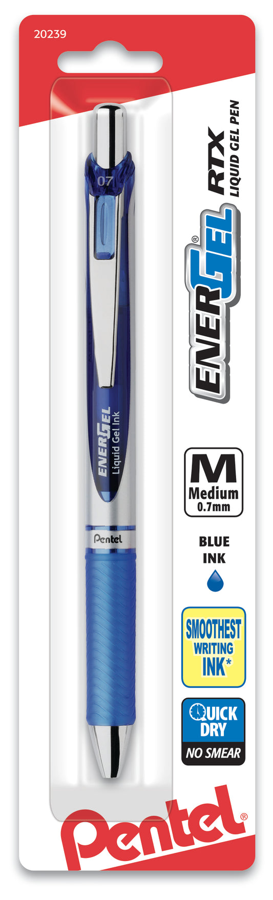 EnerGel RTX Refillable Liquid Gel Pen, 0.7mm, Blue Ink 1-pk