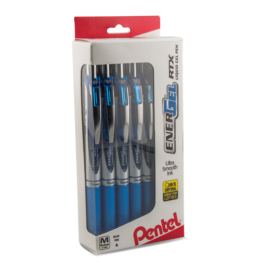 EnerGel RTX Refillable Liquid Gel Pen, 0.7mm, Blue Ink, 12-pk