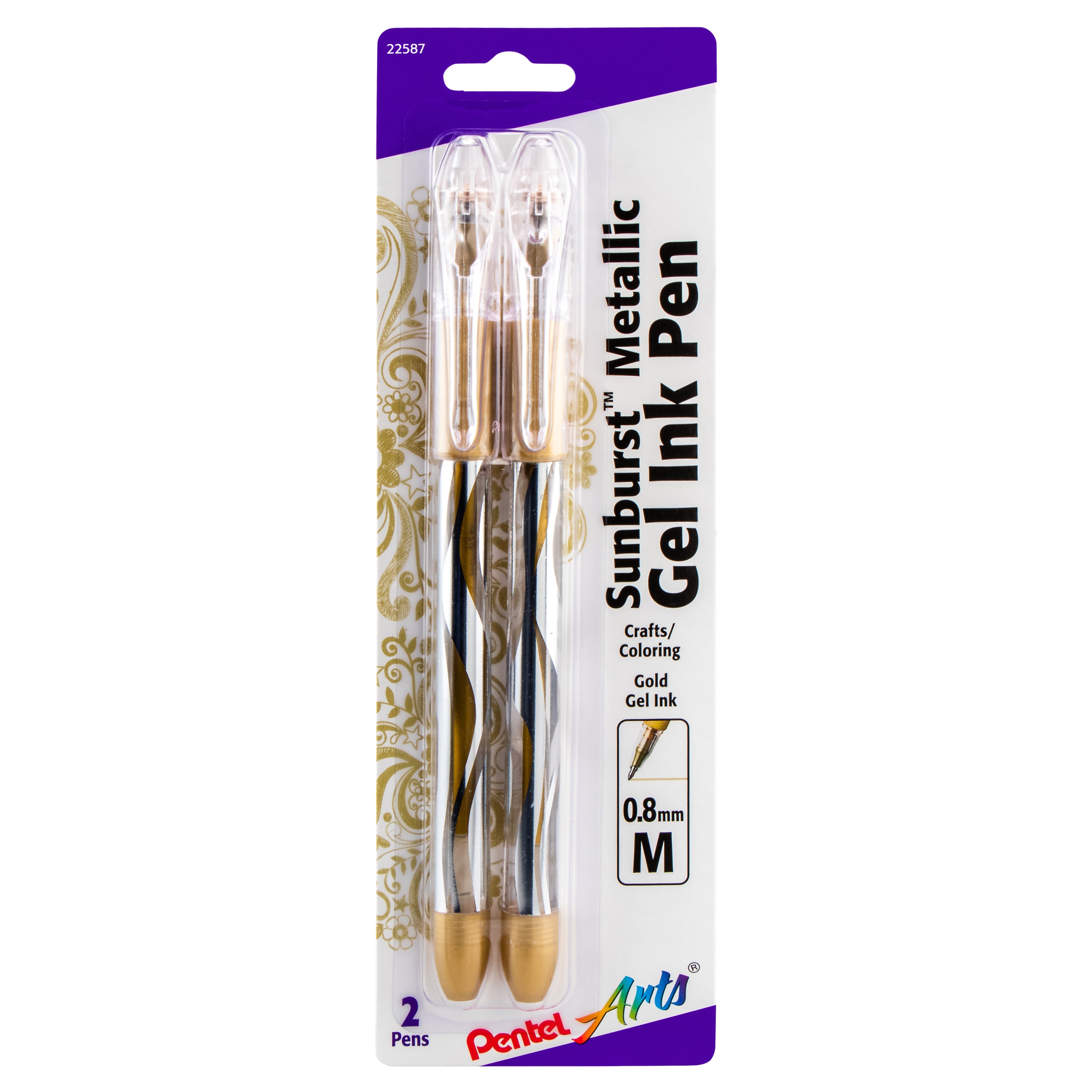 Sunburst™ Metallic Gel Pen, 2 Pack (Gold) – Pentel of America, Ltd.