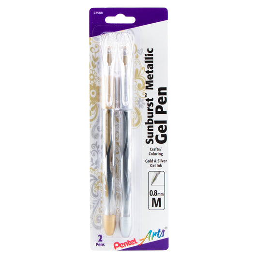 Sunburst™ Metallic Gel Pen, 2 Pack (Silver/Gold)