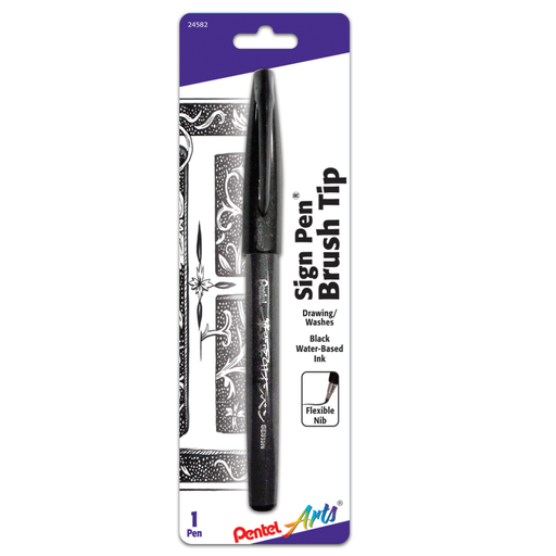 Pentel Arts Sign Pen Brush, Flexible Point - 6 pens