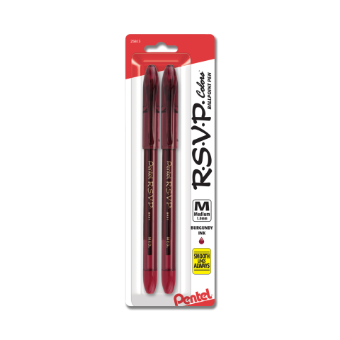R.S.V.P.® Colors Ballpoint Pen, Burgundy 2-Pack