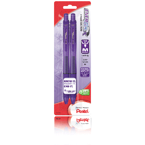 PANCAN Edition EnerGel- X Liquid Gel Pen Medium Line, Metal Tip - Violet Ink - 2-pk