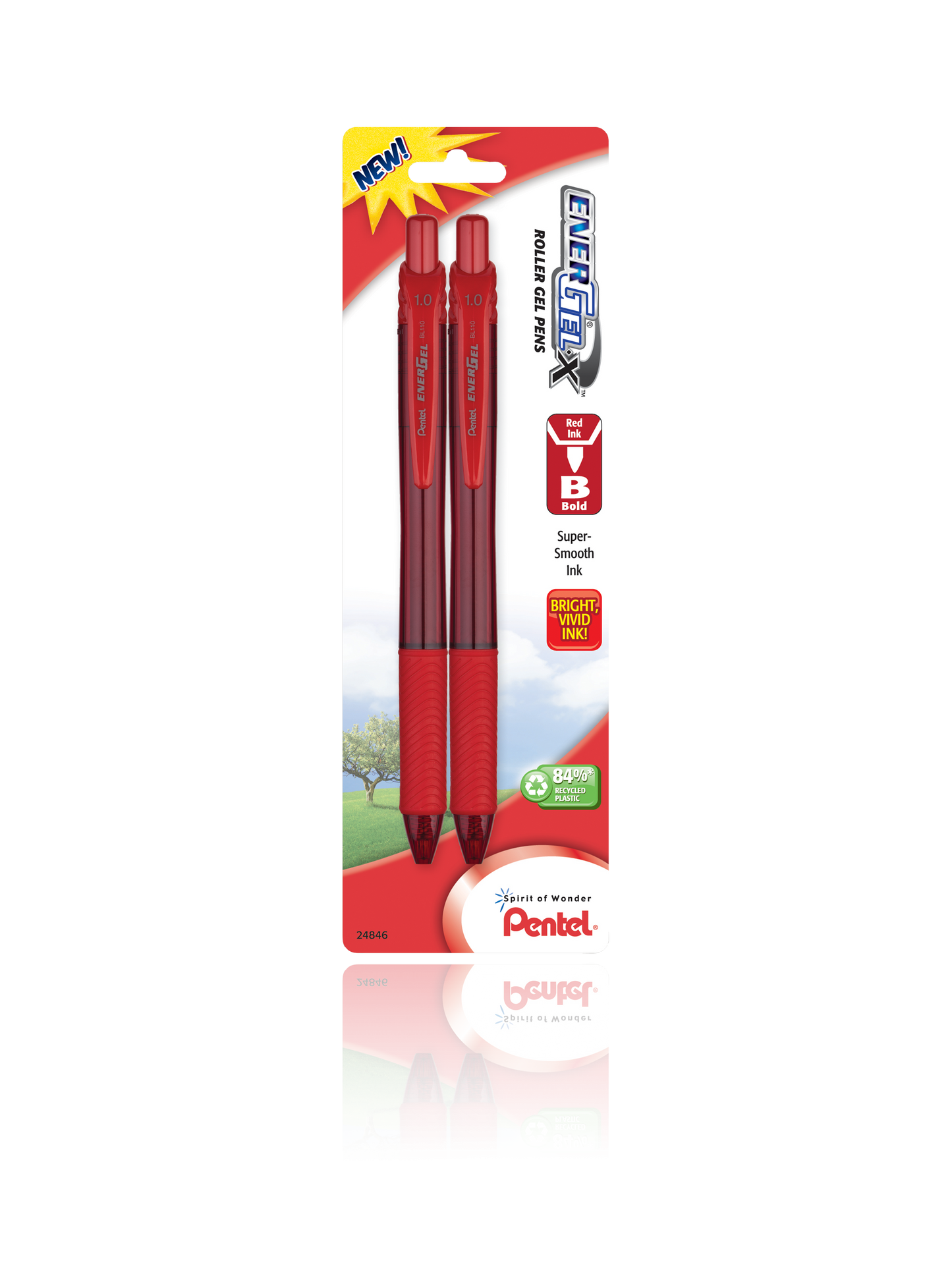 EnerGel®- X™ RollerGel Pen Bold Line, Metal Tip, 2 Pack