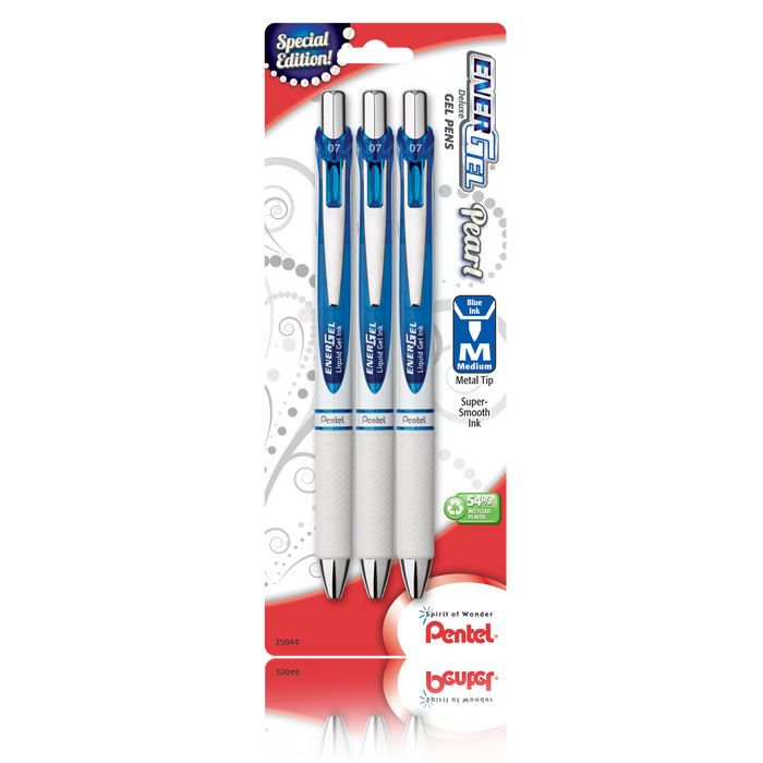 EnerGel Pearl Refillable Gel Pen - Blue Ink 3-pk