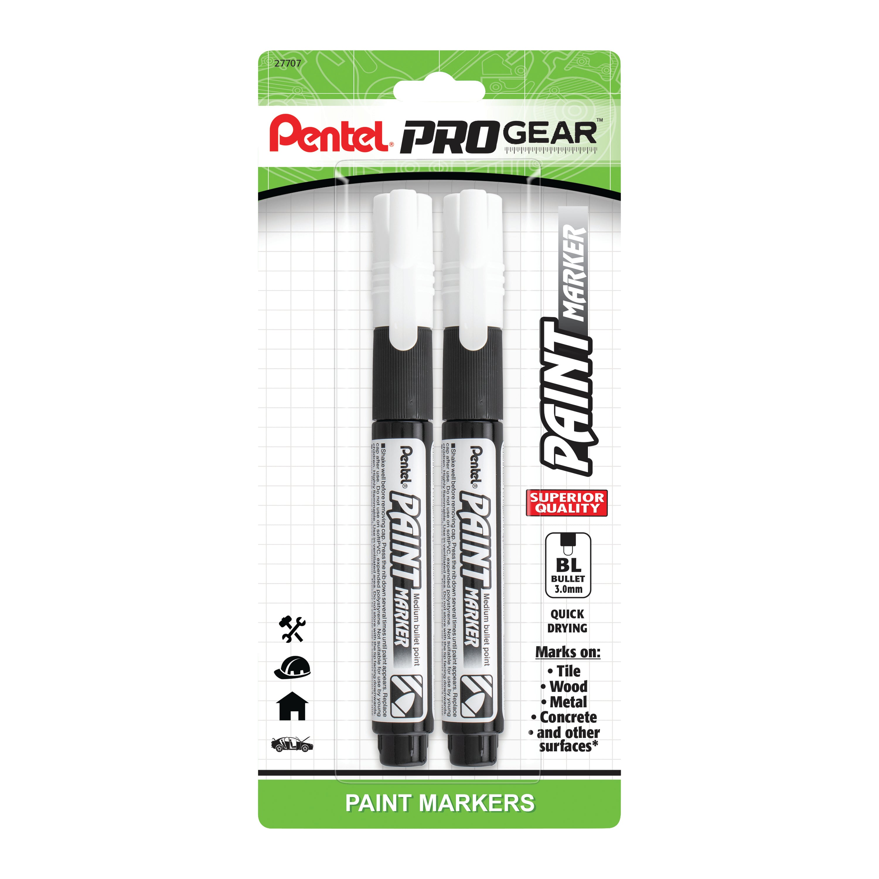 Pentel Permanent Broad Tip Marker, White