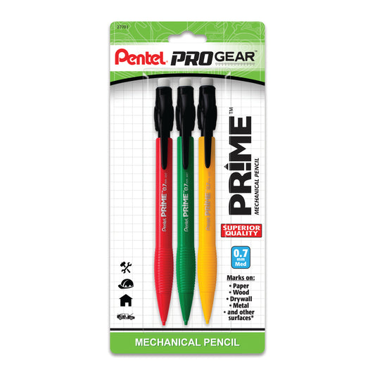 Pentel ProGear PRIME Mechanical Pencil (0.7mm) Assorted Barrels 3-pk