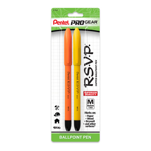 Pentel ProGear RSVP Ballpoint Pen, Assorted Barrels (F/G), 2-pk