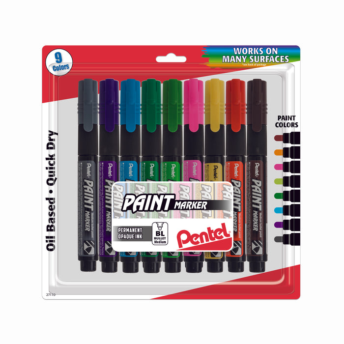 Paint Markers, Medium Bullet Point, Assorted Ink (DEFGKNPSV) 9-Pk — Pentel  of America, Ltd.