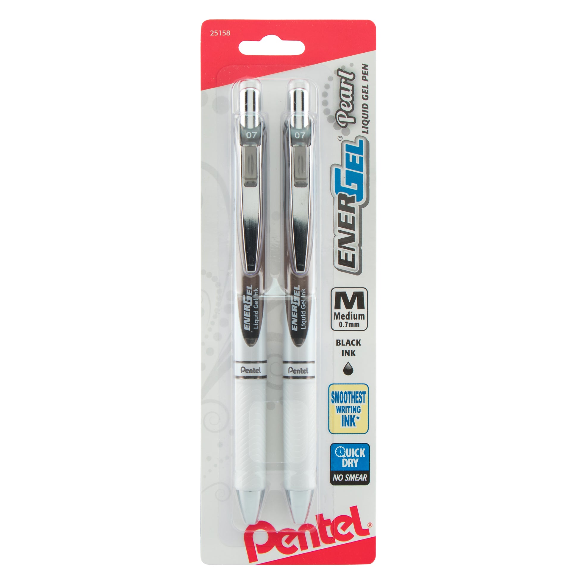 Pentel EnerGel 0.7 RTX Liquid Gel Ink Pens With Refills, Black Ink